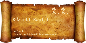 Kürti Kamill névjegykártya